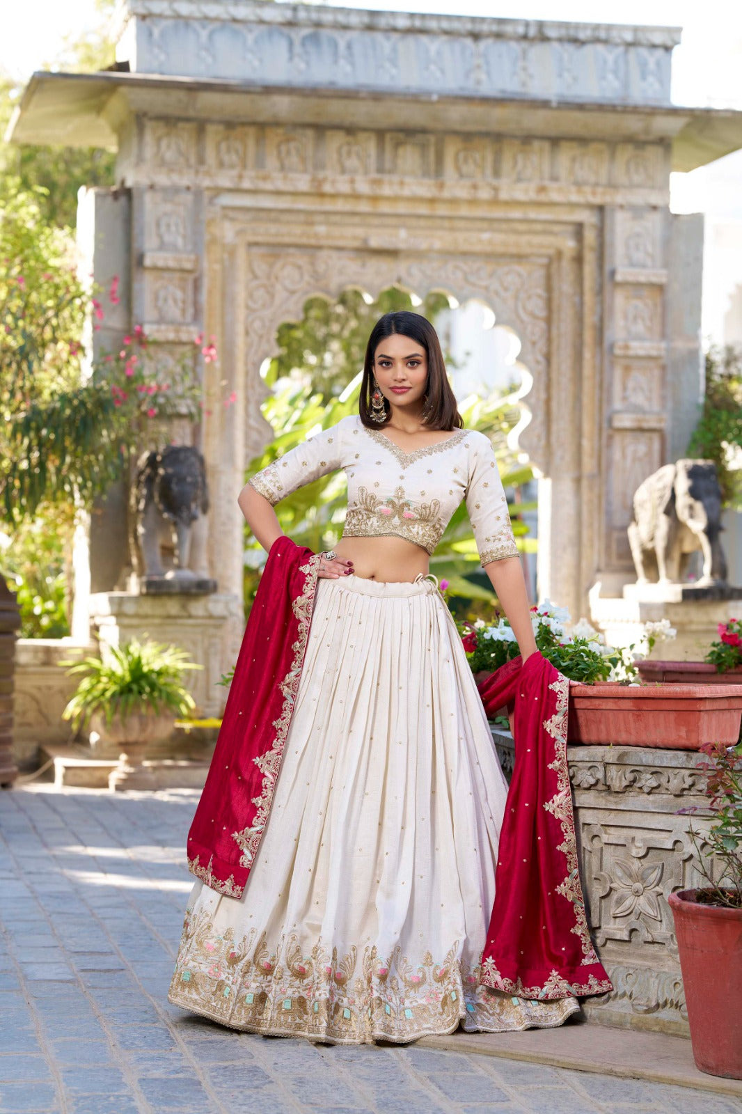 Delicate White embroidery work lehenga choli for women function wear r