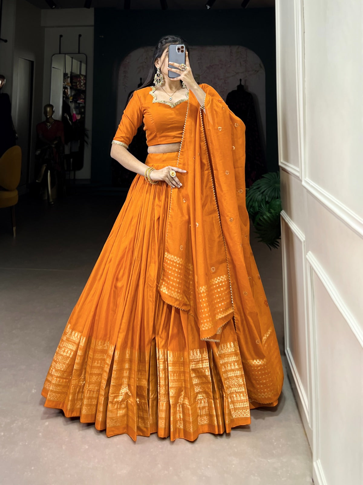 strapless open back dress Ready to wear orange lehenga choli for women party wear lehenga
