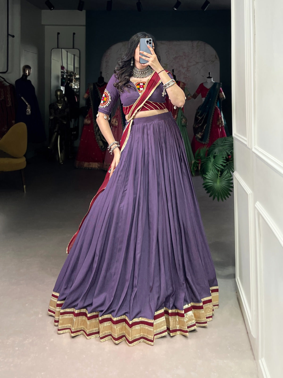 Navratri festival wear purple lehenga choli indian ethnic wear lehenga