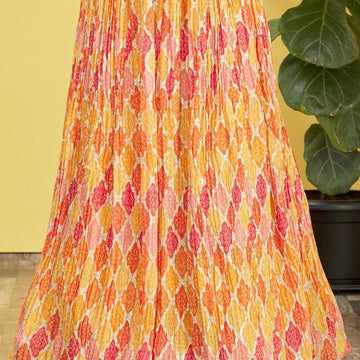 Yellow Real Mirror with Thread, Zari, Sequins Embroidered And Digital Print Work  lehenga choli with  Soft  Net  dupatta