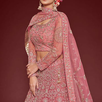 Pink Sequins and Thread Embroidery Work  lehenga choli with dupatta