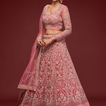 Pink Sequins and Thread Embroidery Work  lehenga choli with dupatta