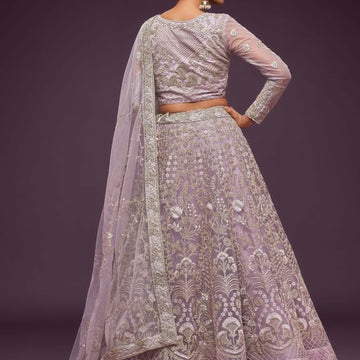 Dusty Purple Sequins and Thread Embroidery Work  lehenga choli with dupatta