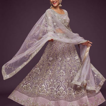 Dusty Purple Sequins and Thread Embroidery Work  lehenga choli with dupatta