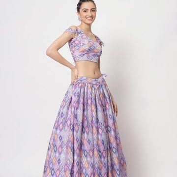 Purple  Print with Sequince Embroidered Work  lehenga choli with Georgette  dupatta