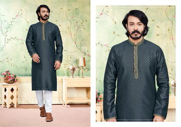 Green Silk Mens Kurta Pajama Indian Wedding Party Wear Embroidery Kurtas