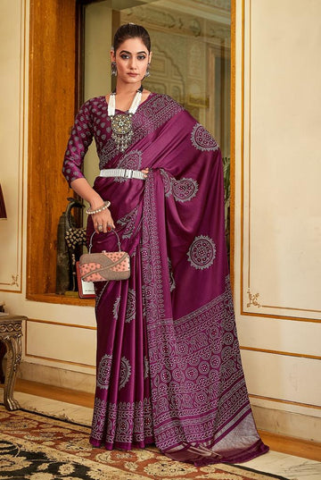 Purple  Silk  saree for women