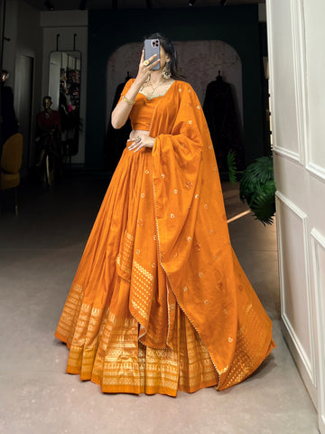 Ready to wear orange lehenga choli for women party wear lehenga