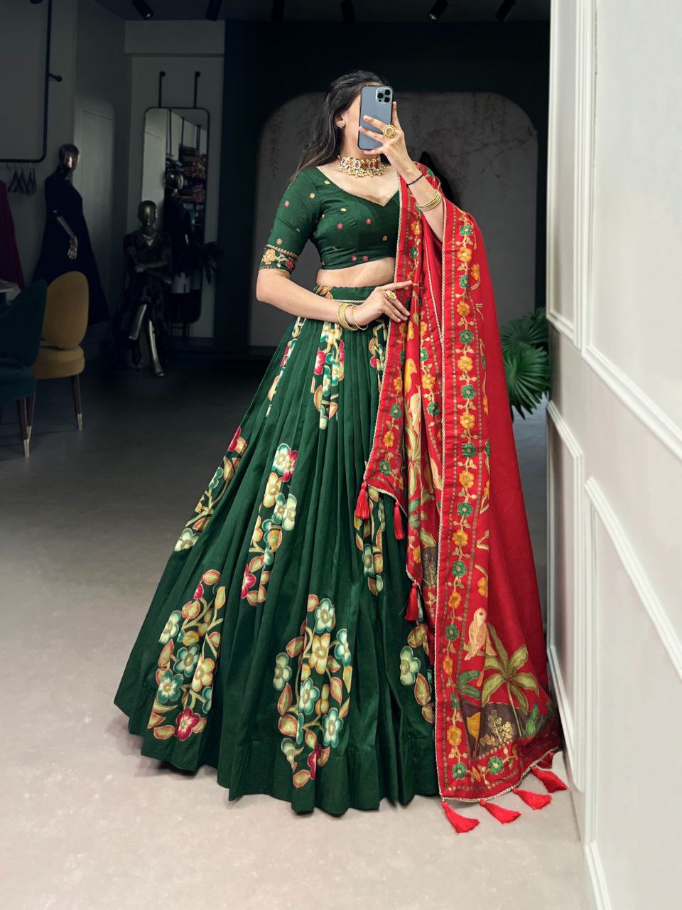 Stylish Green Lehenga Choli mahendi outfits traditional lehenga choli