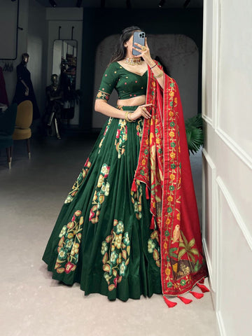 Stylish Green Lehenga Choli mahendi outfits traditional lehenga choli
