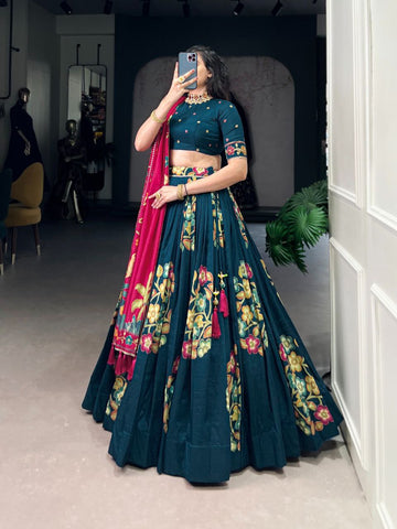 Ready to wear Blue lehenga for women Printed And Foil Work lehenga choli ready to wear lehenga