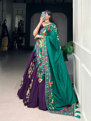 Wedding Wine lehenga for women Printed And Foil Work lehenga choli ready to wear lehenga