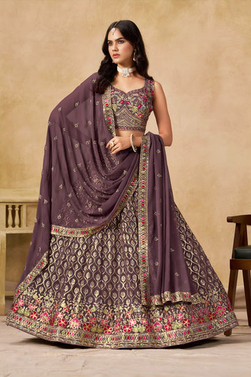Light-Purple Embroidered Designer Lehenga Choli