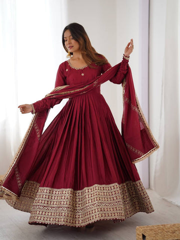 Red Anarkali Gown and pent and dupata