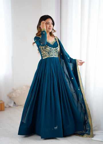 Ophirya Midnight Cascade Anarkali Suit Set