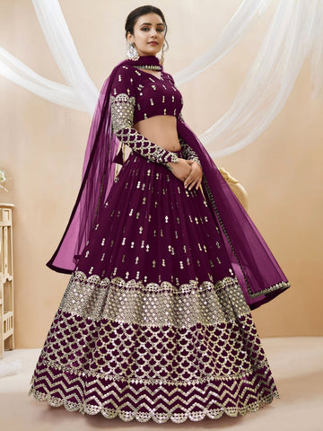 Royal Wine Sequins Lehenga