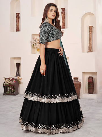 Black Sequin Designer Lehenga Set – Royal Party Glam