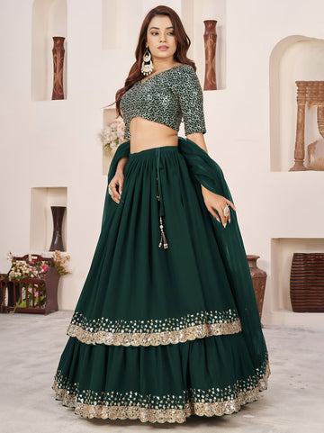 Green Sequin Designer Lehenga Set – Royal Party Glam