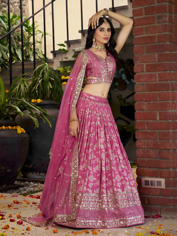 Luxurious Pink Lehenga Choli Set