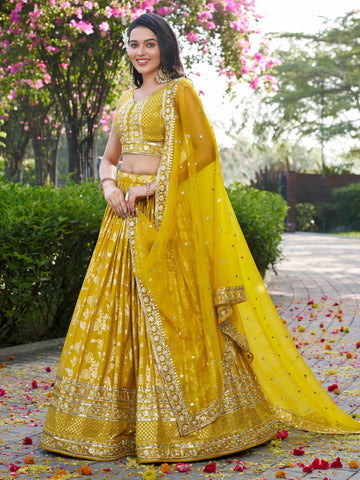 Luxurious Yellow Lehenga Choli Set