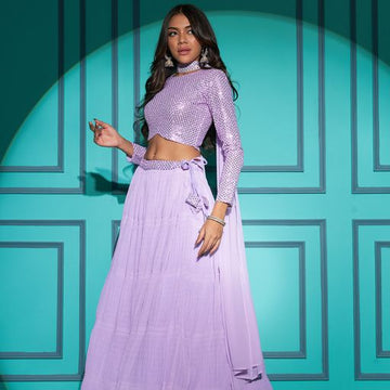 Lavender  THREAD WITH SEQUINCE EMBROIDERED WORK  lehenga choli with GEORGETTE  dupatta