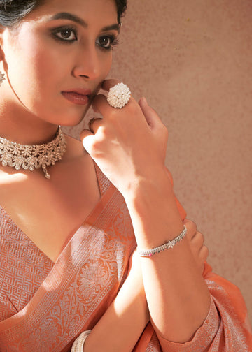 Orange Banarasi   Silk  saree for women