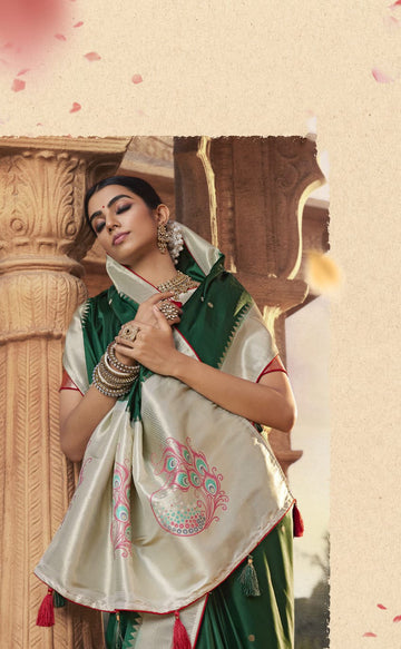 Green  Paithani saree for women