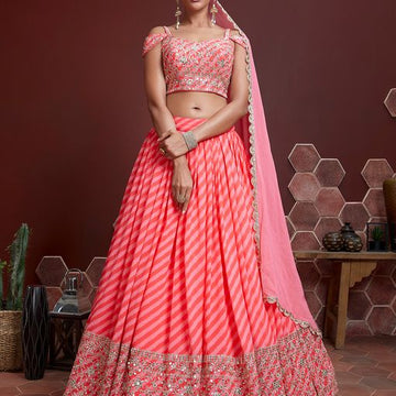 Pink  Digital Print  and Sequence Embroidery Work lehenga choli with Georgette dupatta