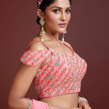 Pink  Digital Print  and Sequence Embroidery Work lehenga choli with Georgette dupatta