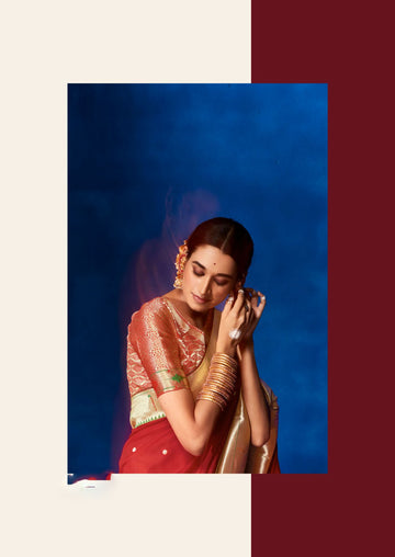 Red Paithani Silk  saree for women