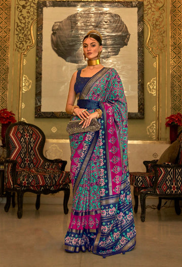 Blue Patola Silk saree for women