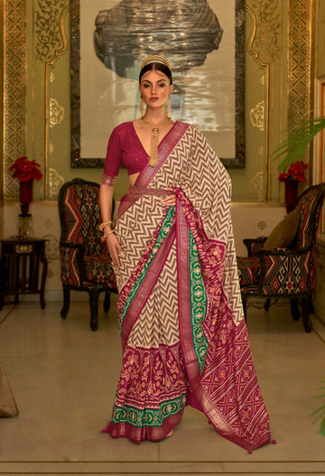 Pink Patola Silk saree for women