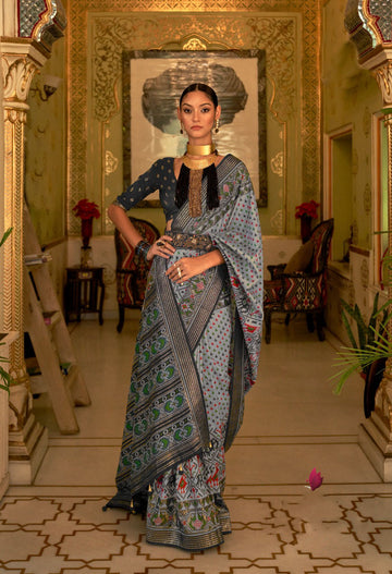Blue Patola Silk saree for women