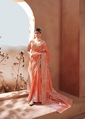 Orange Banarasi   Silk  saree for women