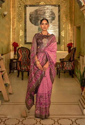 Pink Patola Silk saree for women