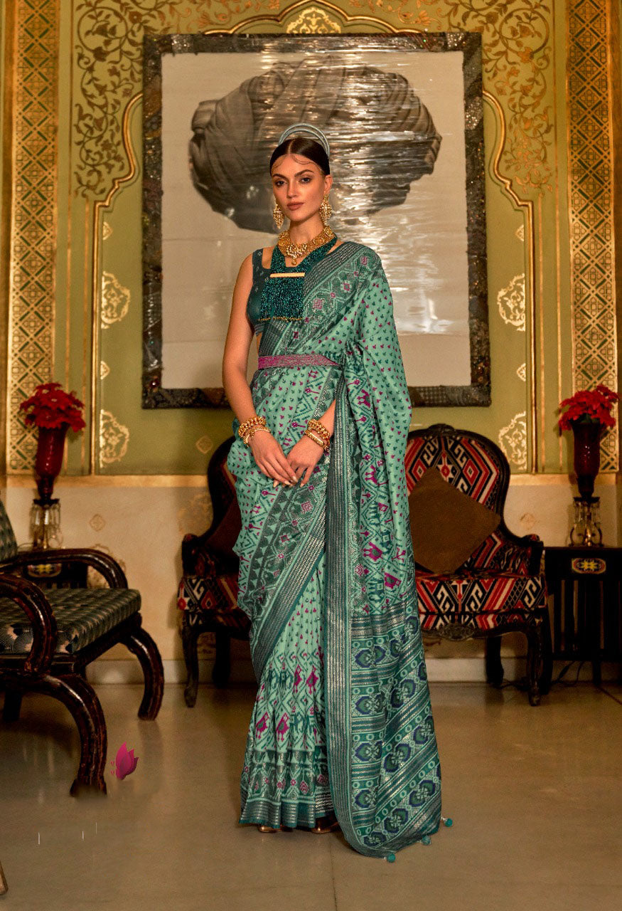Pista Green Patola Silk saree for women