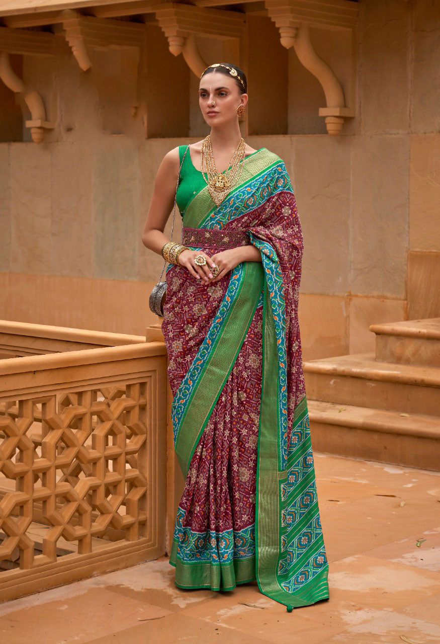 Brown Patola Silk  saree for women