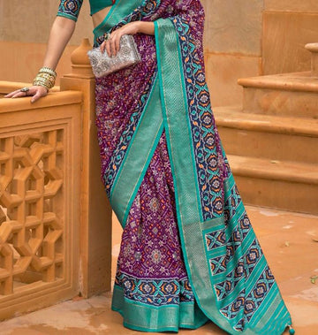 Purple Patola Silk  saree for women