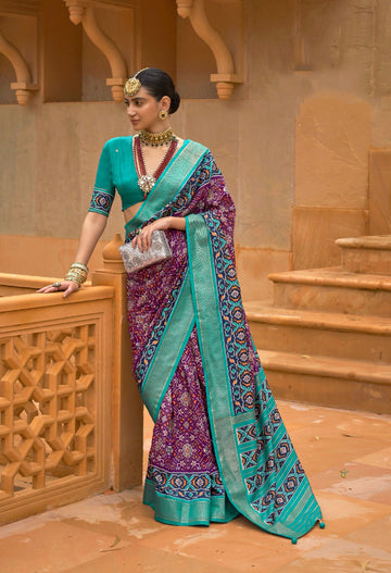 Purple Patola Silk  saree for women