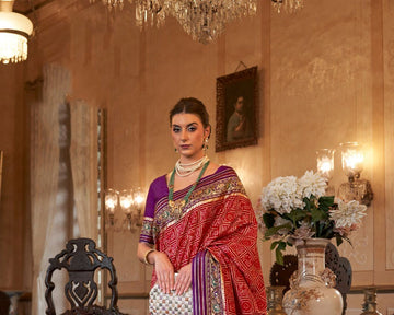Red and Purple   Patola  Silk  saree for women
