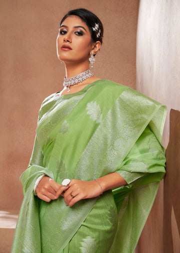 green Banarasi  Silk  saree for women