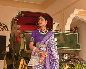 Purple  Leriya Patola Silk  saree for women