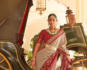 Red Leriya Patola Silk  saree for women