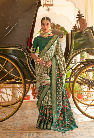 Green Leriya Patola Silk  saree for women