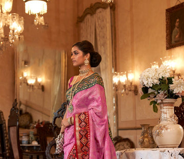 Pink    Patola  Silk  saree for women