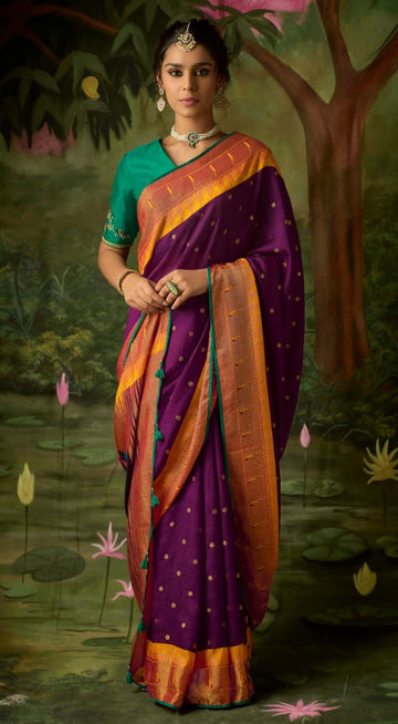 Purple  Brasso  Silk  saree for women