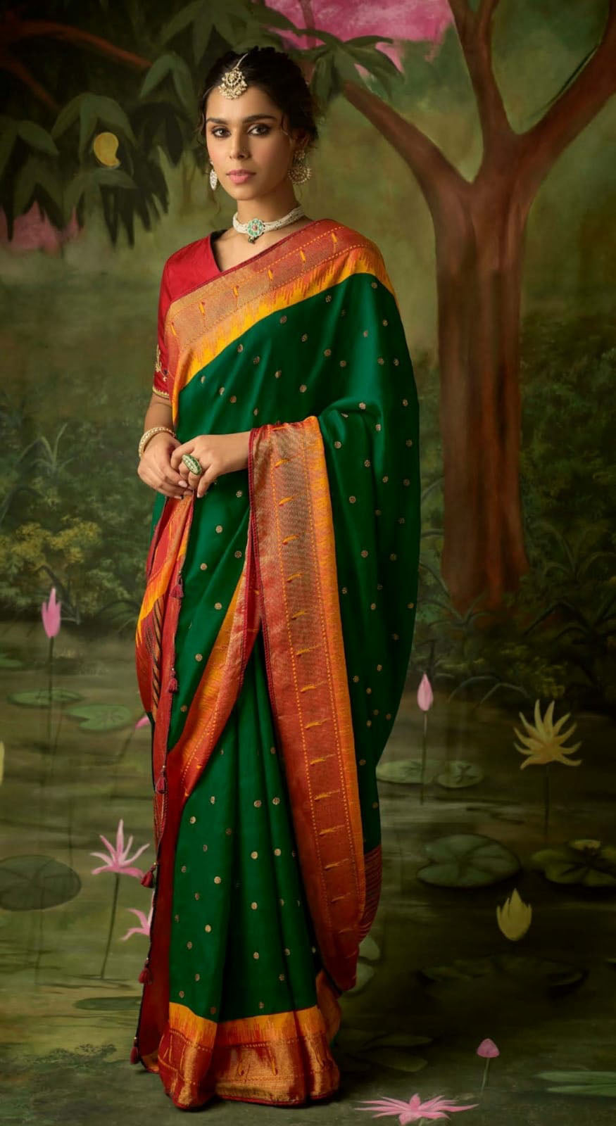 Green Brasso  Silk  saree for women