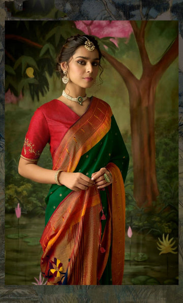 Green Brasso  Silk  saree for women