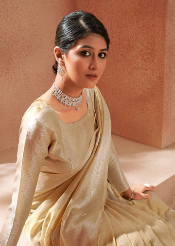 Beige Banarasi   Silk  saree for women