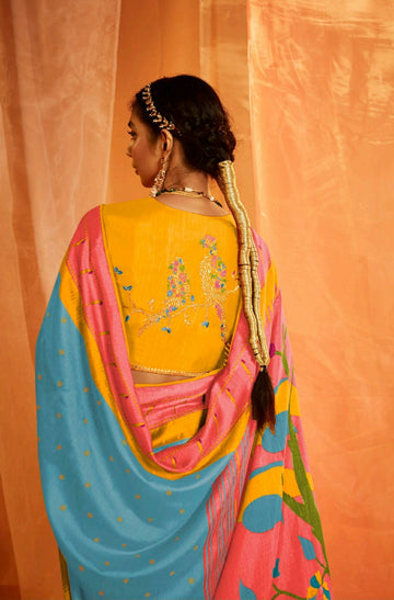 SKy Blue  Brasso  Silk  saree for women